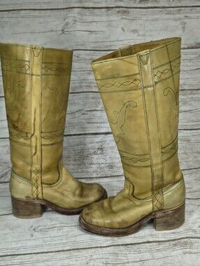 Vintage Double S Banana Campus Boots Size UK 3
